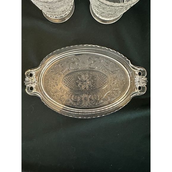 DUNCAN MILLER Sugar Cream Coffee Tea Set Tray Vintage Retro Glass MANGANESE - Picture 5 of 16